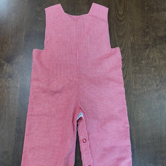 Mom & Me Smocked Christmas Longalls Overalls Baby Boy Size 3M Santa Reindeer - Picture 7 of 14